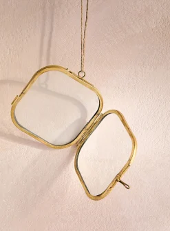 Small antique brass hanging frame