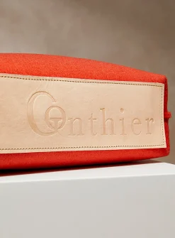 Solange leather and wool felt tote