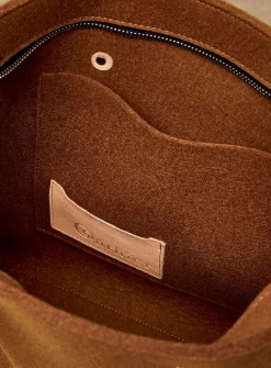 Solange leather and wool felt tote