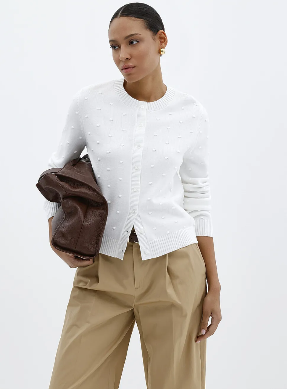 Solid pompom cardigan