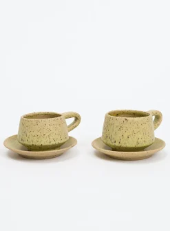 Speckled stoneware espresso cup set