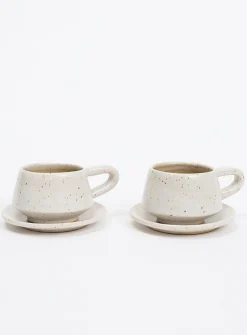 Speckled stoneware espresso cup set