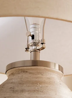 Striated concrete table lamp
