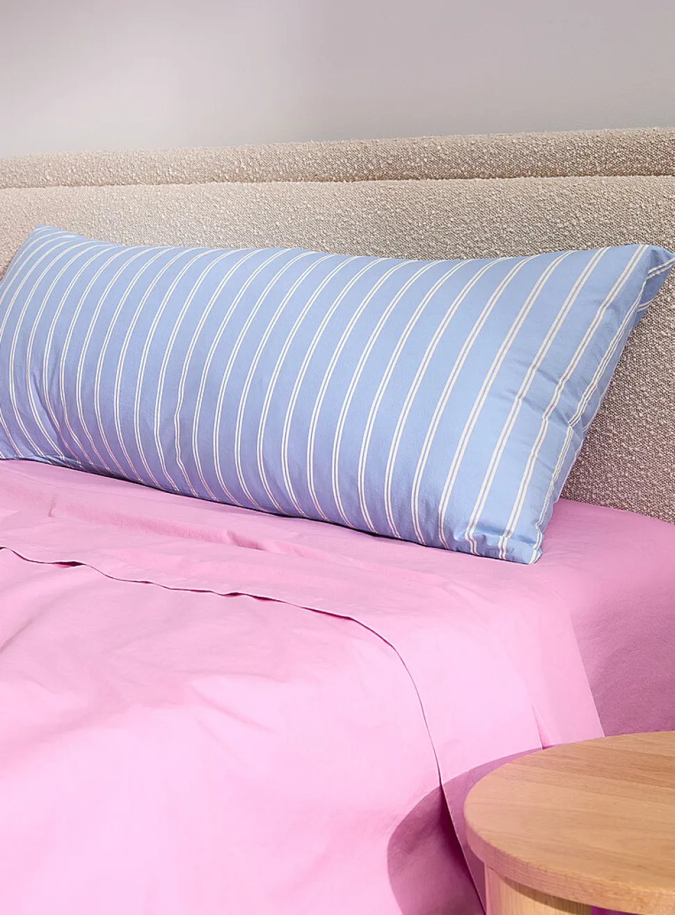 Striped pure organic cotton percale pillow sham