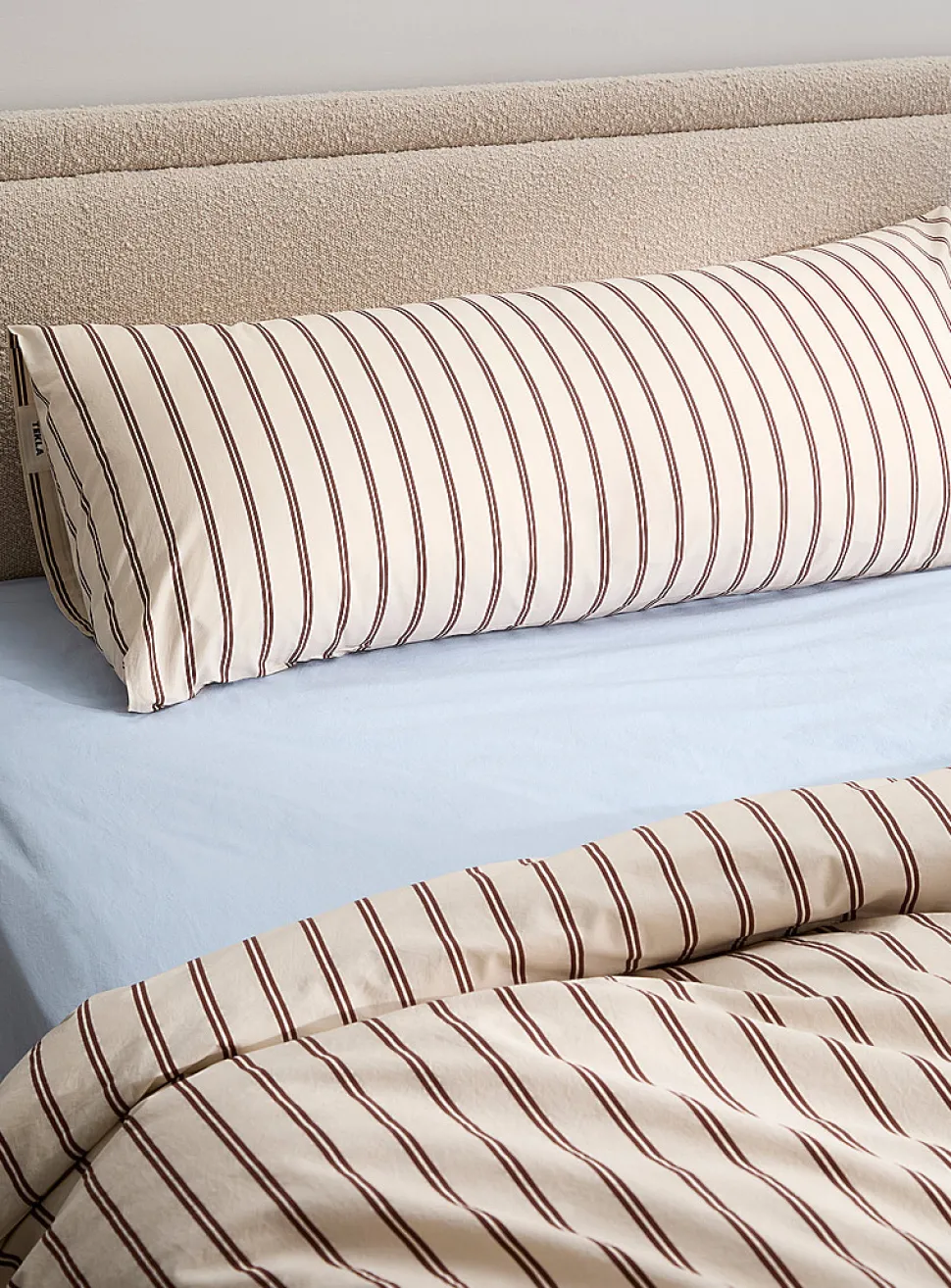 Striped pure organic cotton percale pillow sham