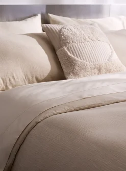 Subtle stripes organic cotton gauze duvet cover set
