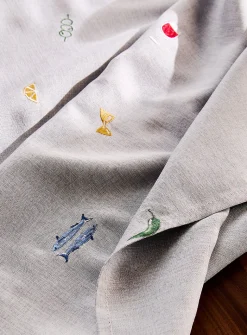 Summer feast embroidered tablecloth