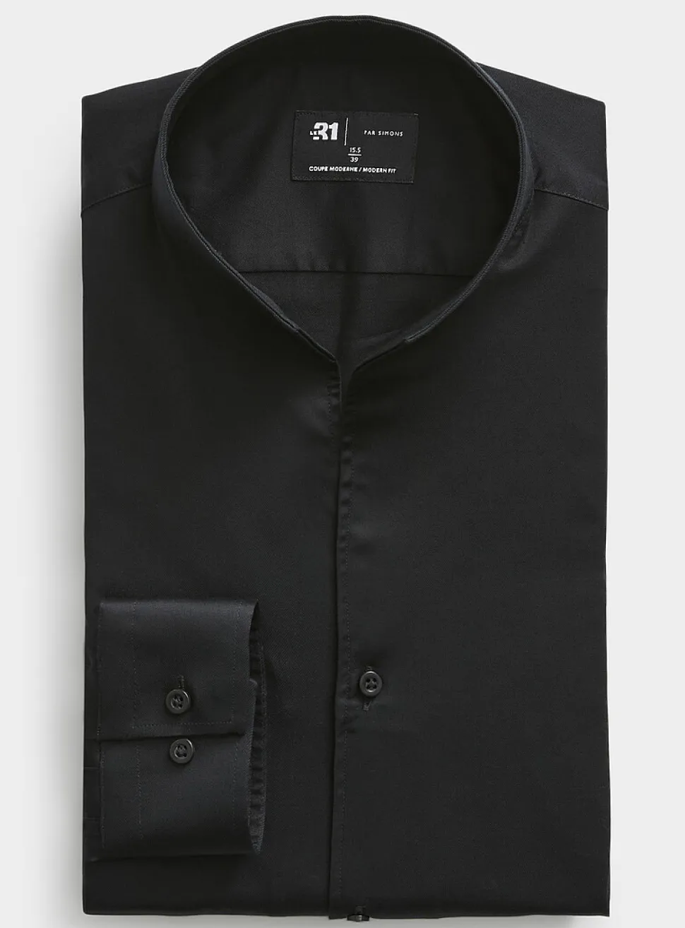 Tab-collar satiny twill shirt