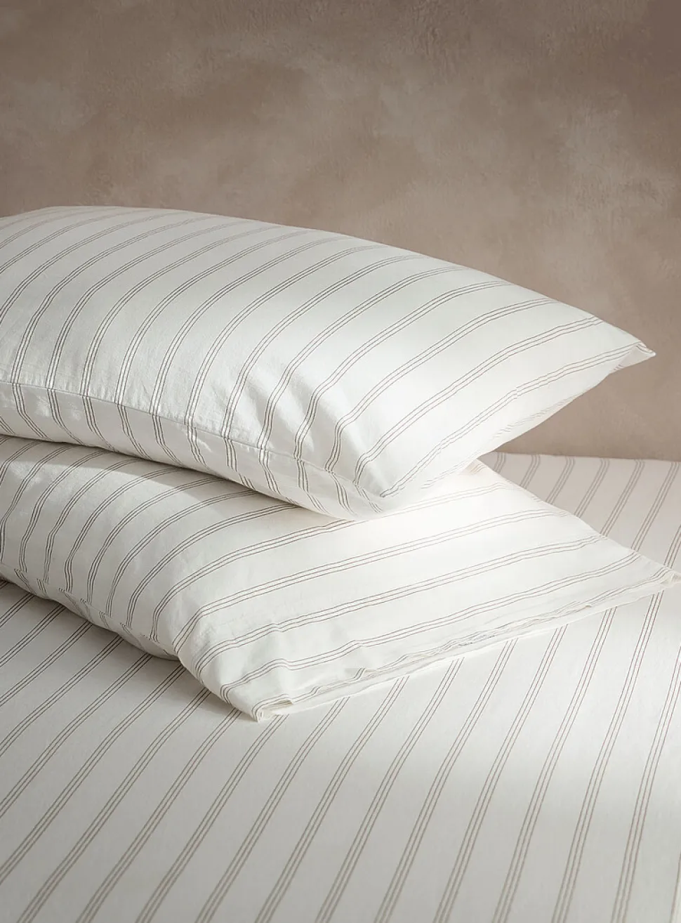 Taupe pinstripes pillowcases