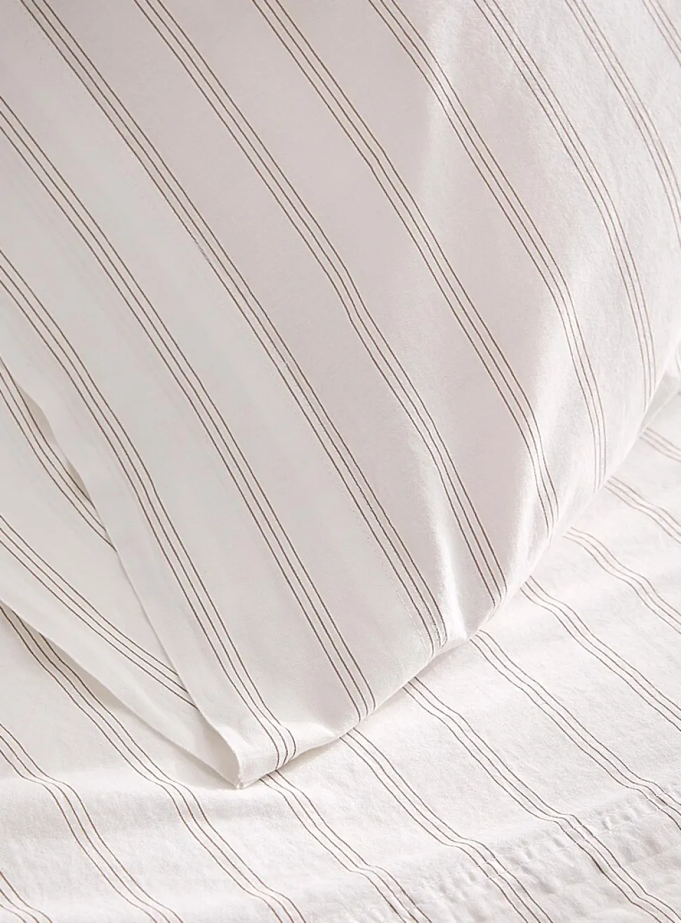 Taupe pinstripes sheet set