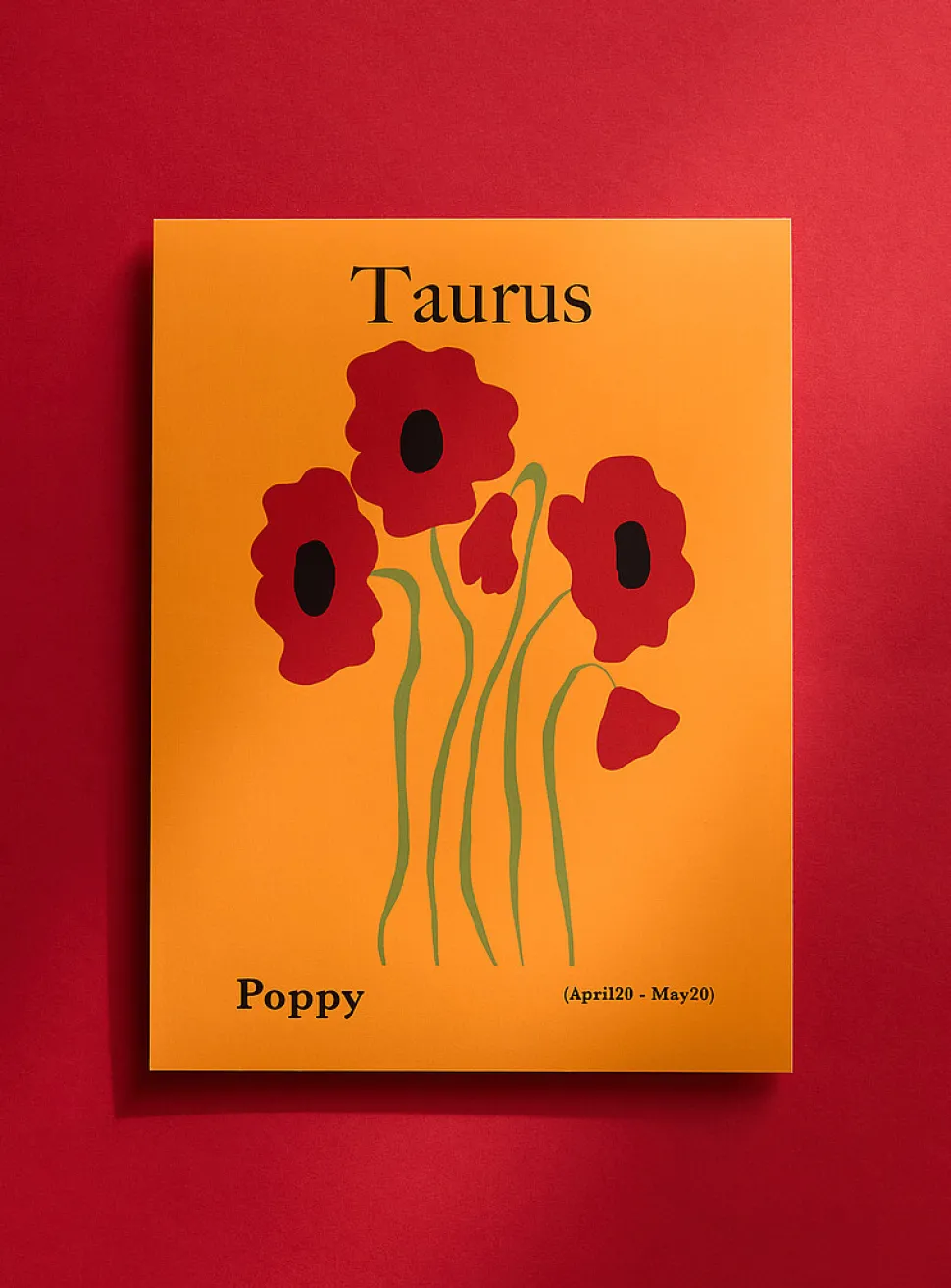 Taurus floral zodiac poster