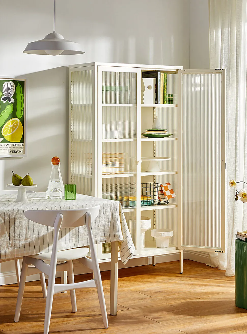 The Collector glass door standing metallic cabinet