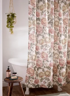 Touch of linen chrysanthemums shower curtain