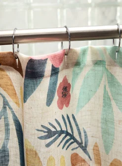 Touch of linen summer blooms shower curtain