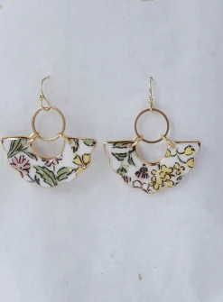 Toya porcelain fan earrings