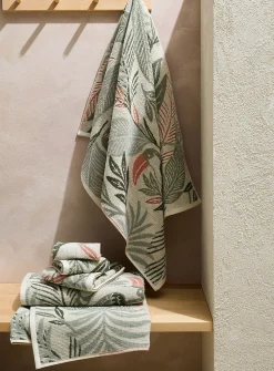 Tropical foliage organic cotton towels