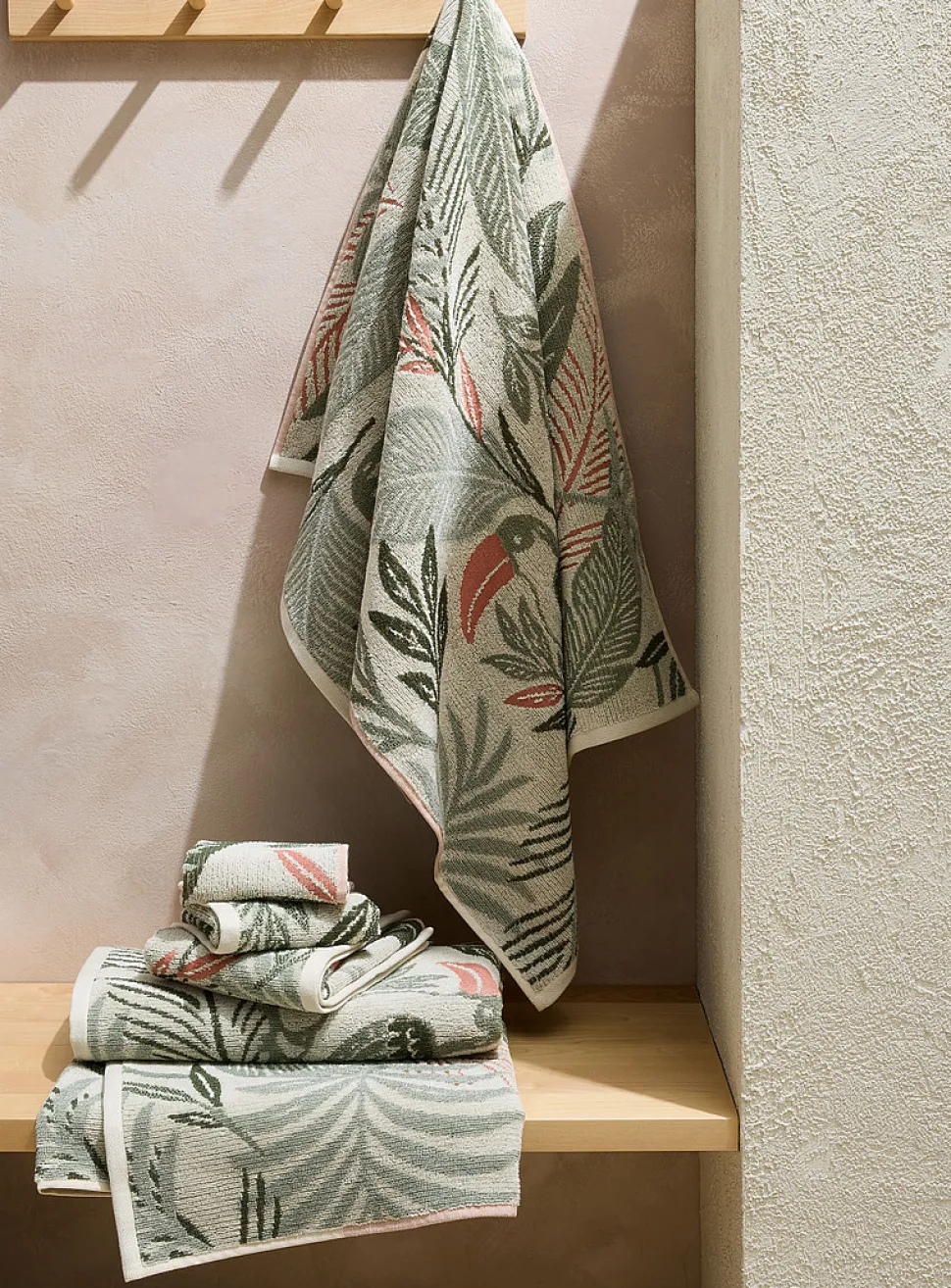 Tropical foliage organic cotton towels
