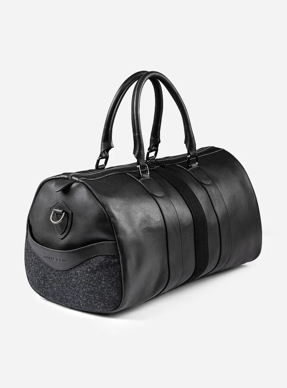 Vegetable-tanned leather duffle bag