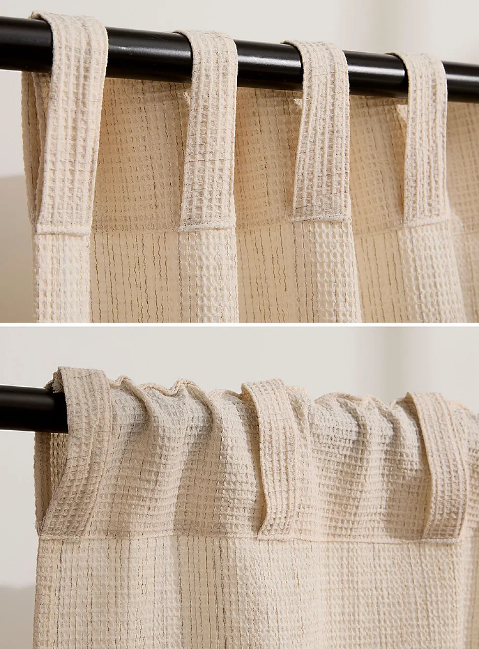 Waffle-texture cream curtain