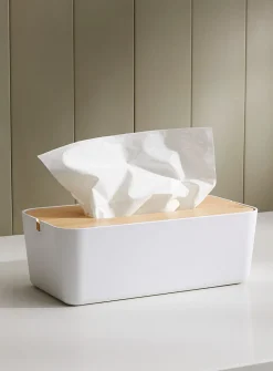 White bamboo-resin tissue box
