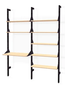 Wood and metal double shelf with desktop