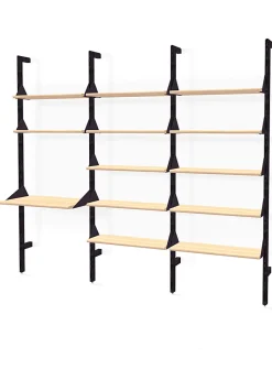 Wood and metal triple shelf with desktop