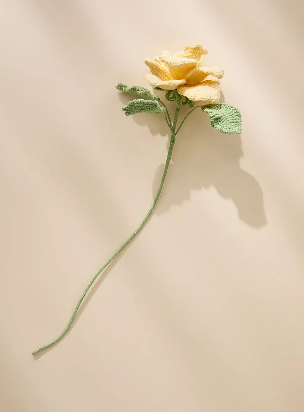 Yellow rose imitation crocheted branch