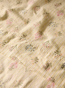 Yellow stripes and wildflowers sheet set