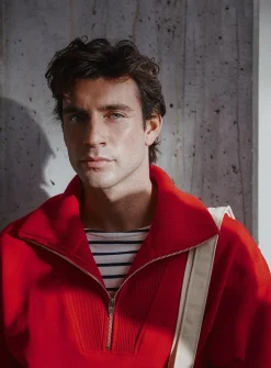 Zipped funnel-neck sweatshirt