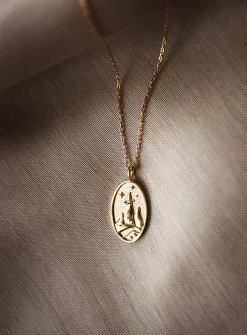 Zodiac sign gold pendant necklace