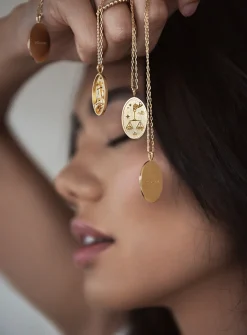 Zodiac sign gold pendant necklace