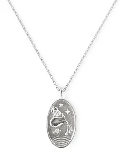 Zodiac sign silver pendant necklace