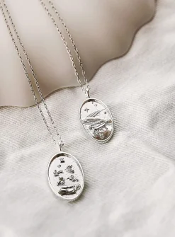 Zodiac sign silver pendant necklace