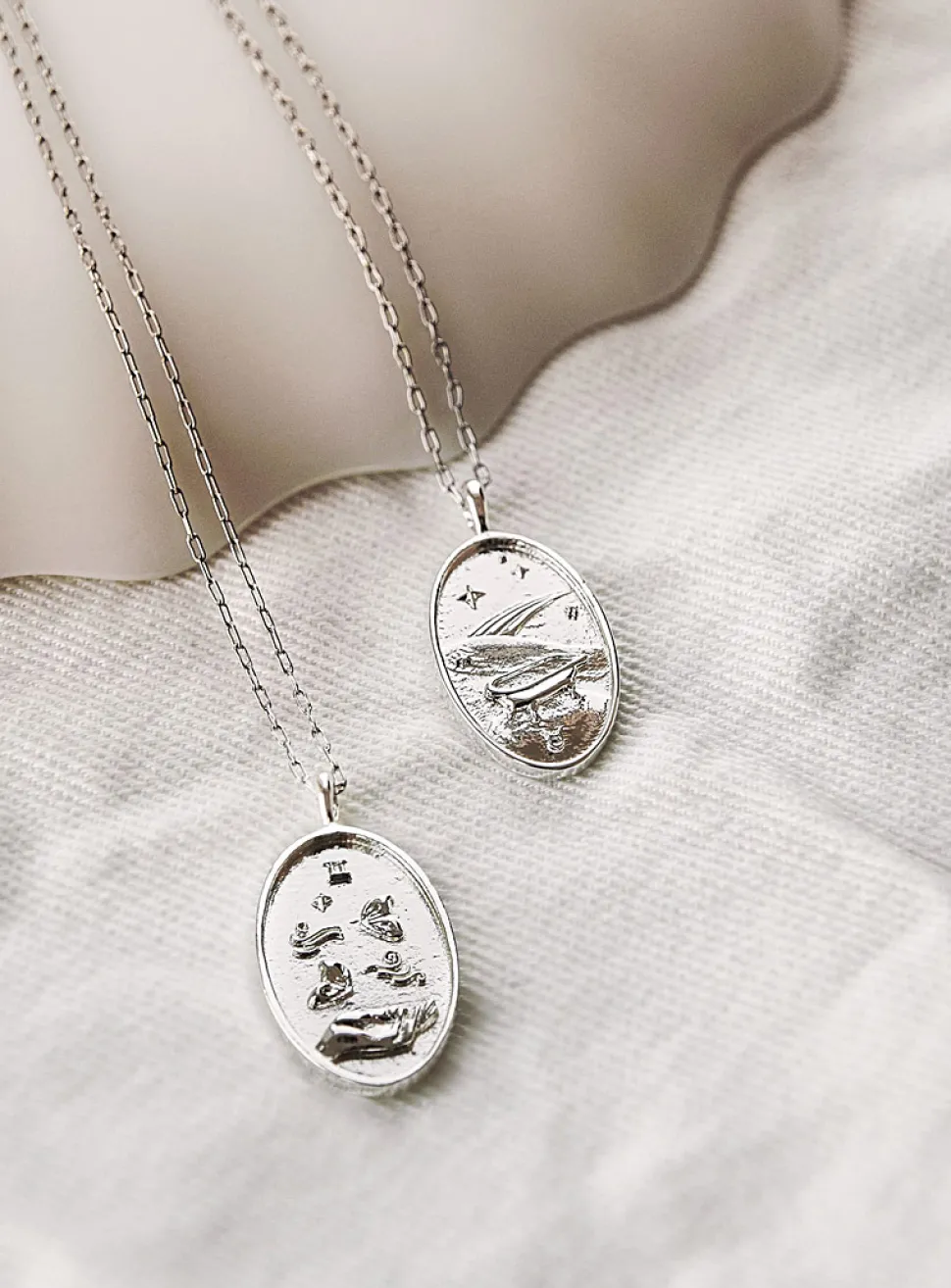 Zodiac sign silver pendant necklace