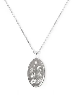 Zodiac sign silver pendant necklace