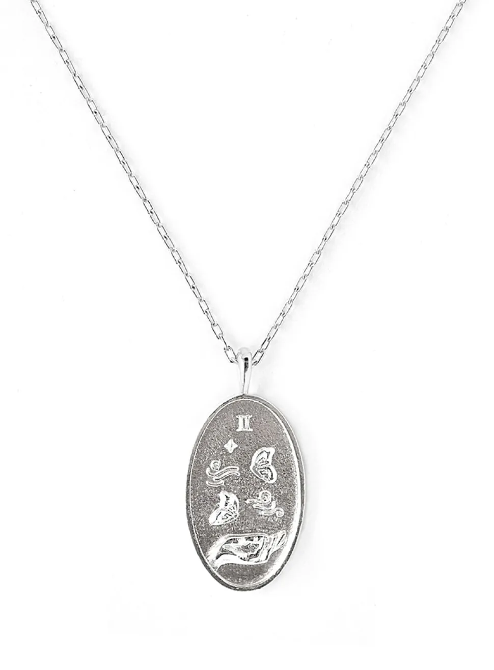 Zodiac sign silver pendant necklace