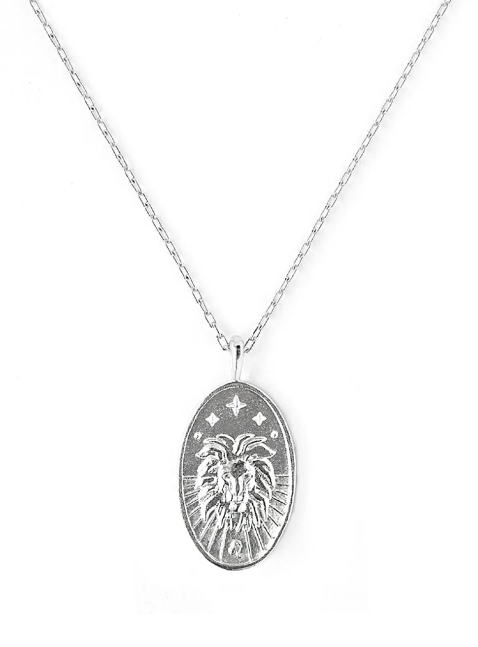 Zodiac sign silver pendant necklace
