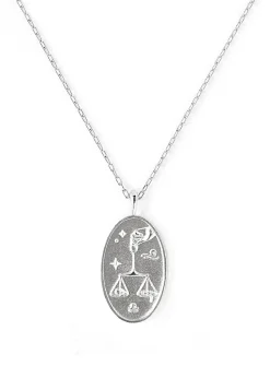 Zodiac sign silver pendant necklace