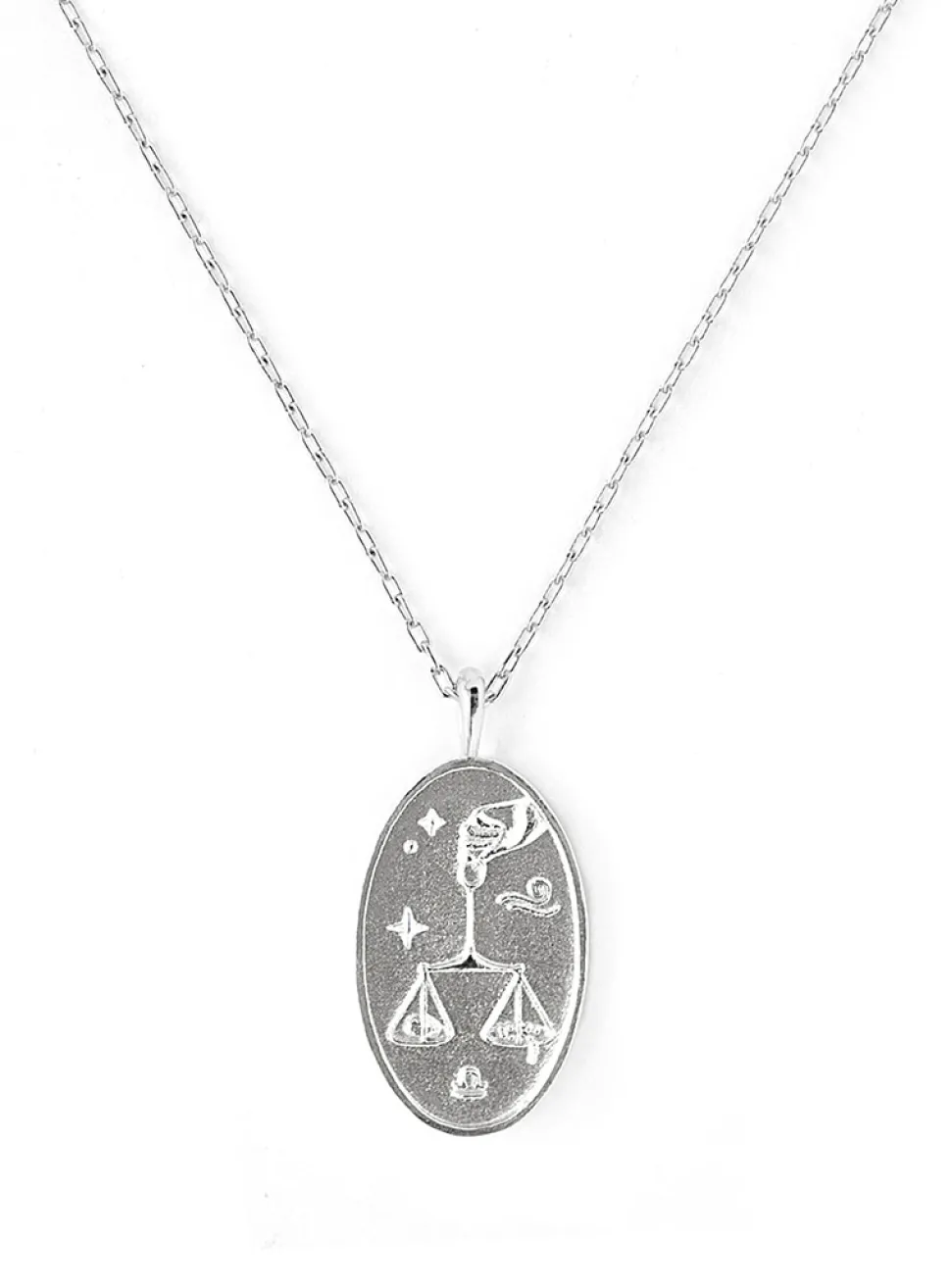 Zodiac sign silver pendant necklace