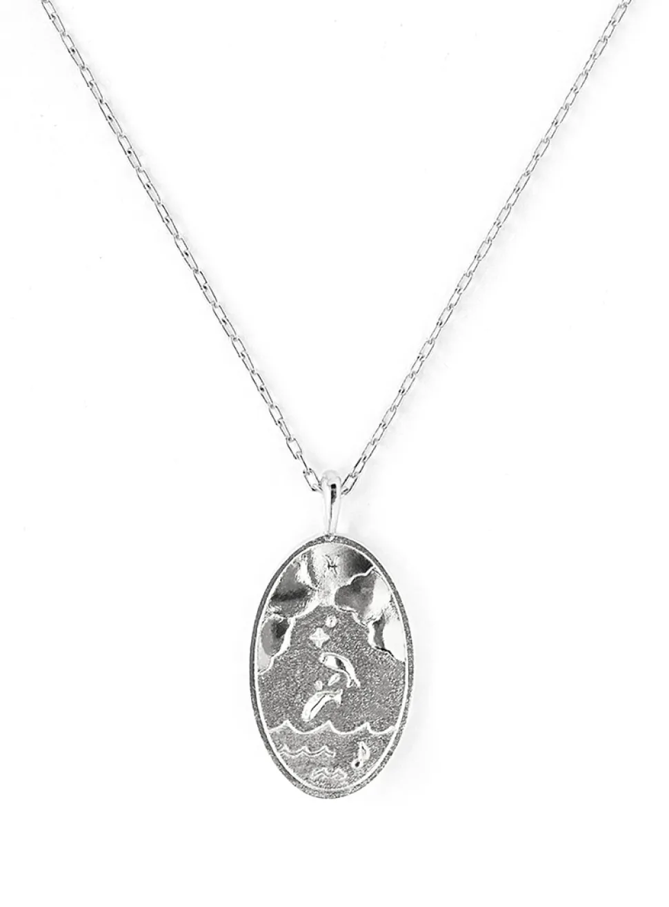 Zodiac sign silver pendant necklace